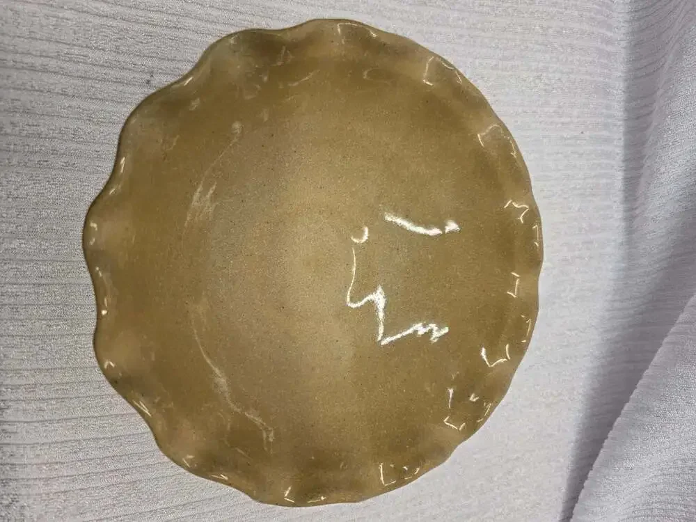 Mill Creek Stoneware Pine Cone Ruffled Edge Bowl Coshocton Ohio Lori